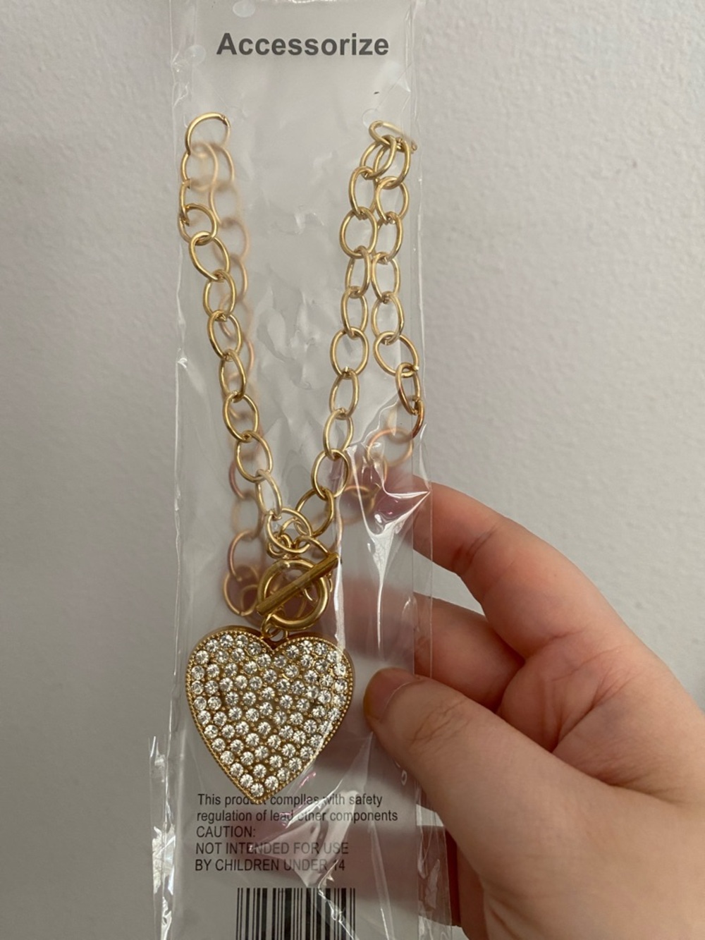 Accessorize Gold Crystal Heart Charm Necklace